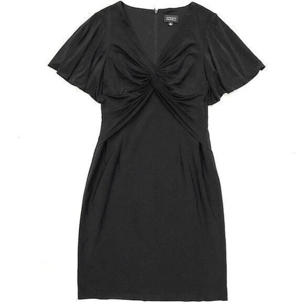Adrianna Papell V-Neck Twist Knot Flutter Sleeve Petite Dress — Size 4P - Picture 2 of 9